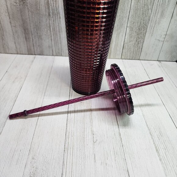 Starbucks Studded Berry Plum Grid Disco Tumbler Holiday Cold Cup 24 oz - Picture 6 of 10